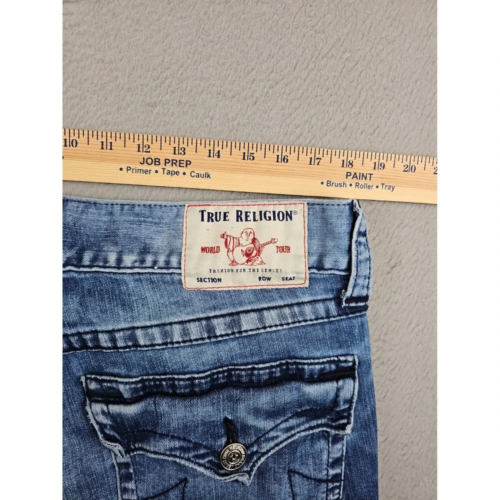 True Religion Ricky Relaxed Straight Jeans Blue Denim Cotton Men's Size 36x30